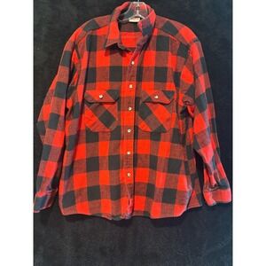 Mens Winston XL Red Black Buffalo Plaid Flannel Shirt Button Up Long Sleeve
